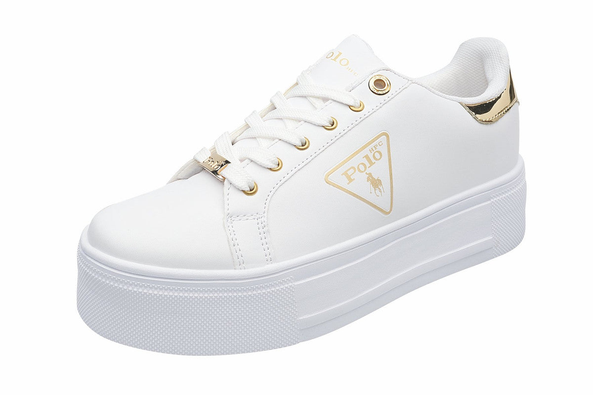 SuperShoes: Tenis Blanco Oro Comodidad Trendy
