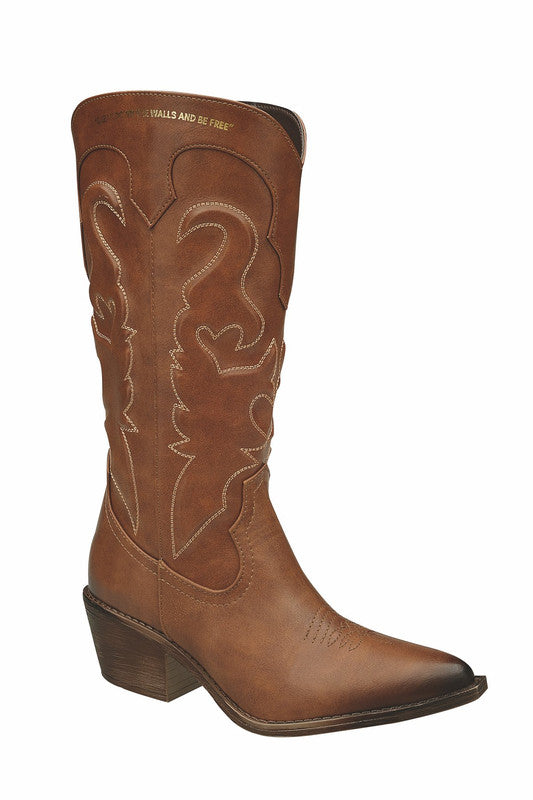 Bota Vaquera Con Diseño Top Color Brandy Dama