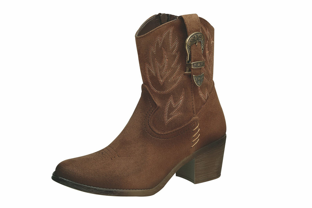 Botin Vaquero Con Hebilla Y Bordado Top Para Dama