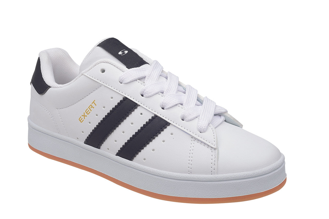 SuperShoes: Tenis Blanco Negro ¡Toque Gold Chic!