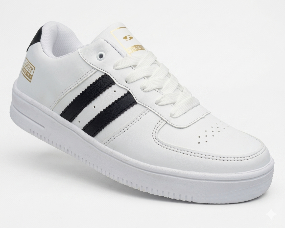 SuperShoes: Tenis Blanco Negro ¡Estilo Top y Ligero!