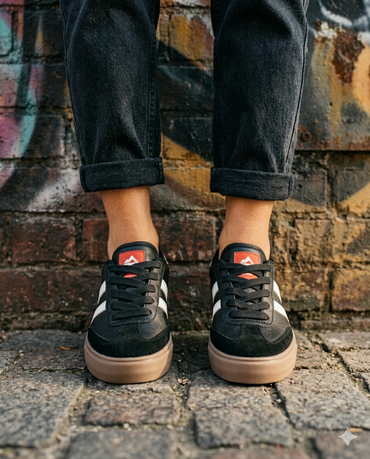 SuperShoes: Tenis Negro Ámbar ¡Estilo Retro Viral!