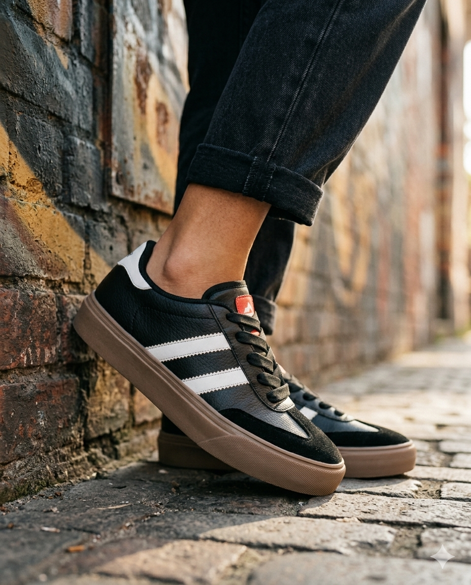 SuperShoes: Tenis Negro Ámbar ¡Estilo Retro Viral!