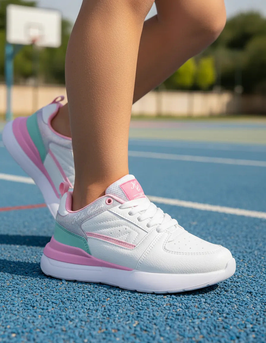 SuperShoes: Tenis Blanco Menta Rosa, ¡estilo único!