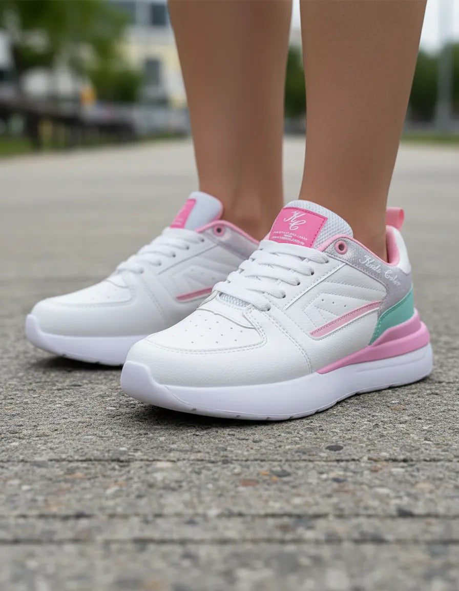SuperShoes: Tenis Blanco Menta Rosa, ¡estilo único!