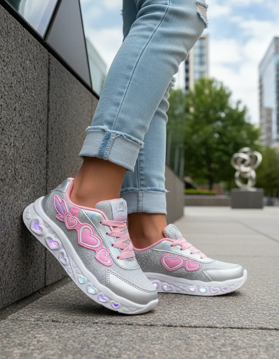 SuperShoes: Tenis con luces y corazones, ¡brillo mágico!