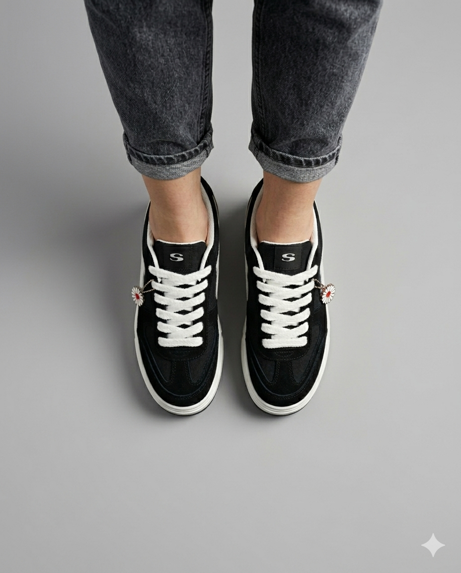 SuperShoes: Tenis Retro Negro Blanco ¡Estilo Único!