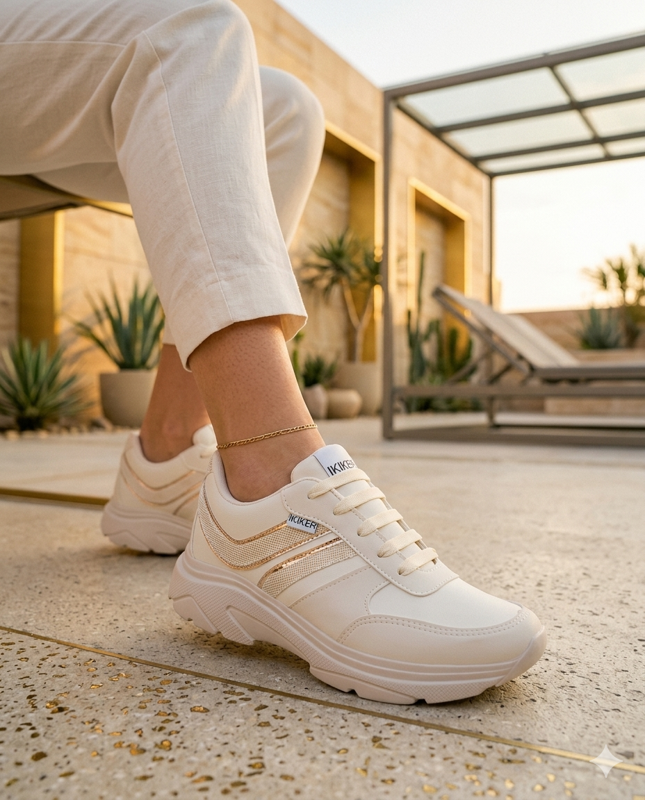 SuperShoes: Tenis Dama Latte & Gold para brillar