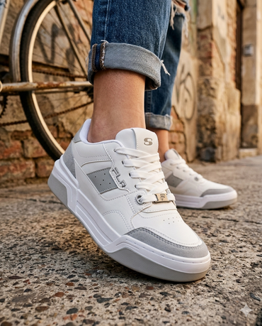 SuperShoes: Tenis Urbanos Blanco Gris ¡Estilo Viral!