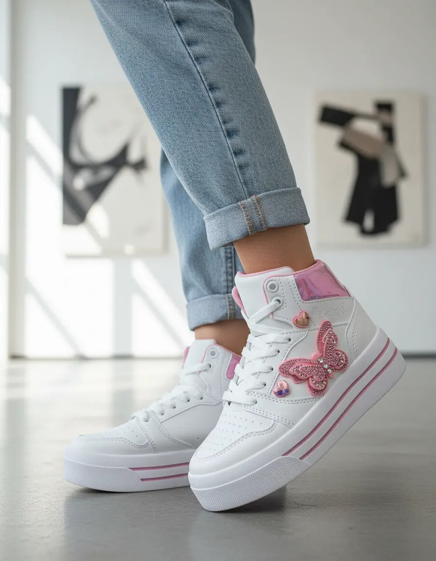 SuperShoes: Botas con mariposa y cristales, ¡brillo top!