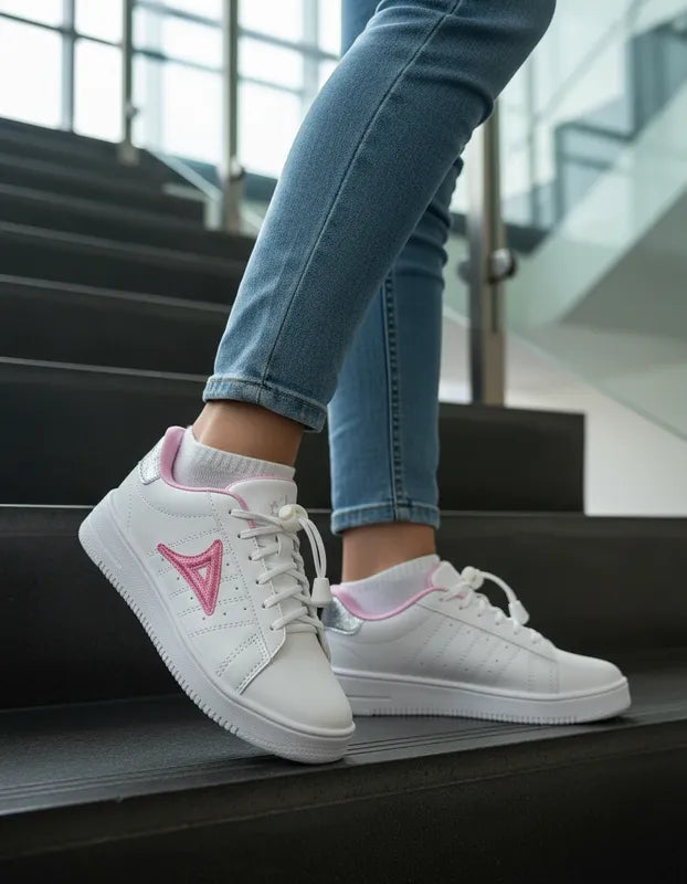PIRMA: Tenis blancos con rosa, ¡el look más girly y top!