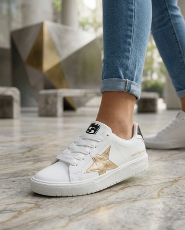 SuperShoes: Tenis Star Gold ¡Brilla con Estilo Urbano!