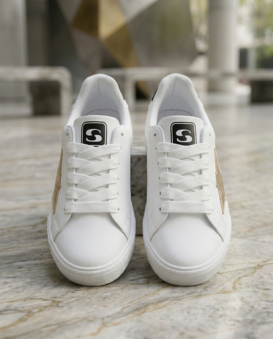 SuperShoes: Tenis Star Gold ¡Brilla con Estilo Urbano!