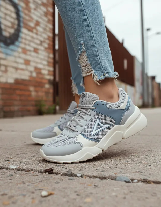 Pirma Gris Azul: Tenis Urbanos con Suela Ligera para Dama